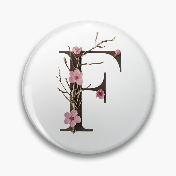 Item preview, Elegant Floral Letter F - Botanical Alphabet Art with Pink Cherry Blossoms designed and sold by Psycho-Crazy.
