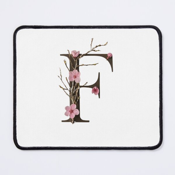 Item preview, Elegant Floral Letter F - Botanical Alphabet Art with Pink Cherry Blossoms designed and sold by Psycho-Crazy.