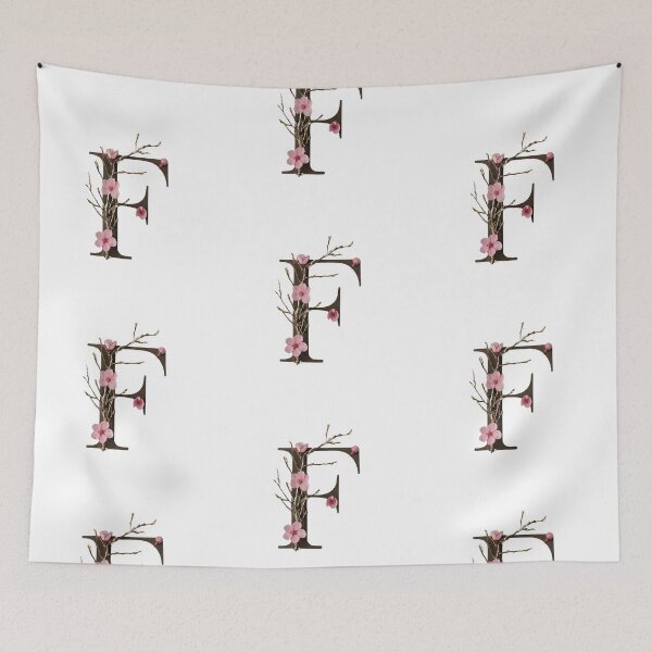 Item preview, Elegant Floral Letter F - Botanical Alphabet Art with Pink Cherry Blossoms designed and sold by Psycho-Crazy.