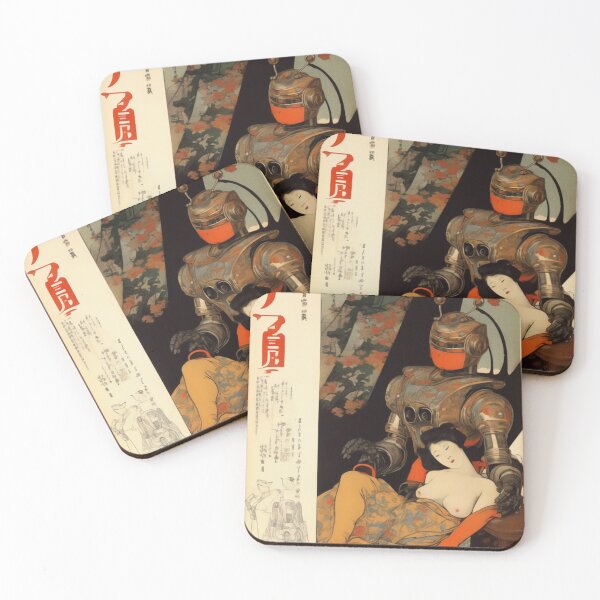 Item preview, Robot Love Retro Imitation Japanese Erotica | #239 designed and sold by NickWhittleArt.