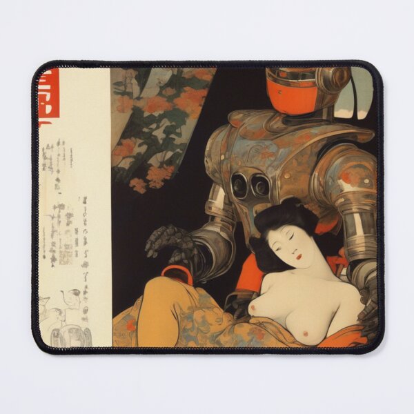 Item preview, Robot Love Retro Imitation Japanese Erotica | #239 designed and sold by NickWhittleArt.