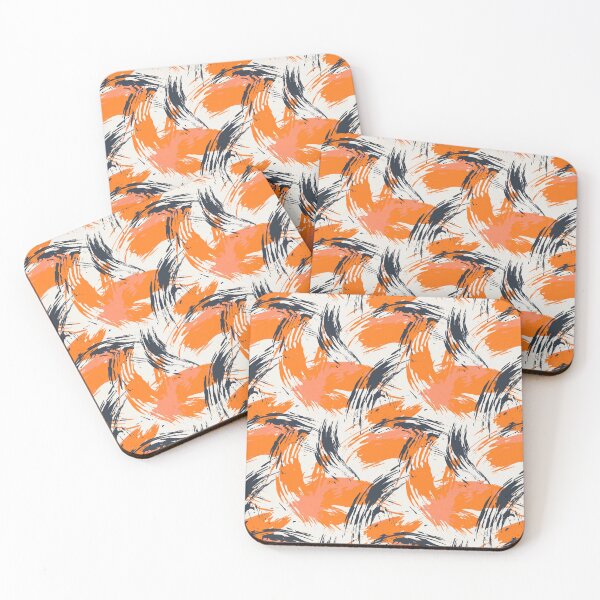Item preview, Dynamic brush pattern in orange and black – abstract and modern designed and sold by Ninjolo.