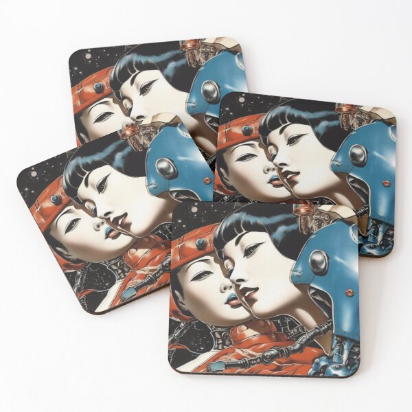 Item preview, Robot Love Retro 1960s Imitation Japanese Erotic Art | #240 designed and sold by NickWhittleArt.
