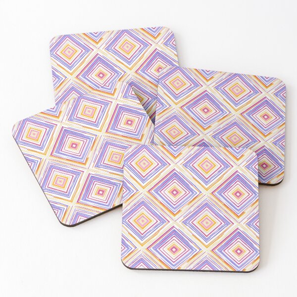 Item preview, Colorful diamond pattern with stripes – pink, orange & purple on white designed and sold by Ninjolo.