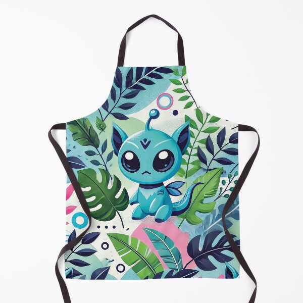 Item preview, Tropical Alien Kitty Pattern – Cute Jungle Fantasy Illustration designed and sold by Gold Turtle Lina.