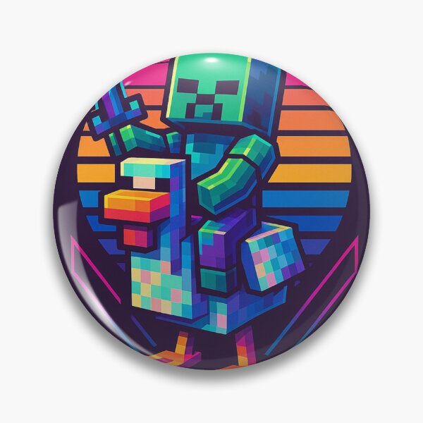 Item preview, Pixel Baby Zombie Riding Chicken with Sword – Vaporwave Minecraft-Inspired Synthwave Design | YourRandomStore designed and sold by YourRandomStore.