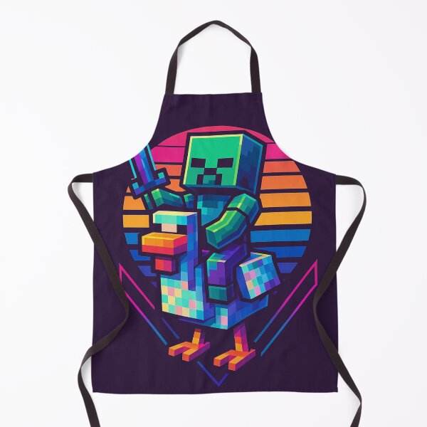 Item preview, Pixel Baby Zombie Riding Chicken with Sword – Vaporwave Minecraft-Inspired Synthwave Design | YourRandomStore designed and sold by YourRandomStore.