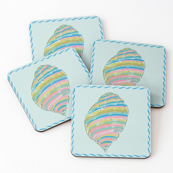Item preview, Striped Spiral Shell Print - Vibrant Pastel Nautical Art for Beach Decor designed and sold by ColorMeBright.
