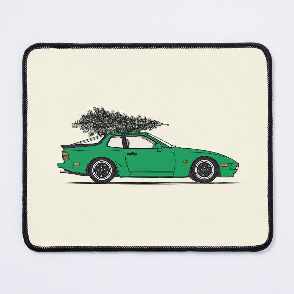 Item preview, Vintage Green Porsche 944 Christmas Tree illustration designed and sold by blackdogshop.