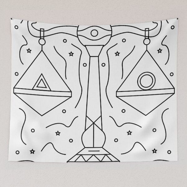 Item preview, Libra zodiac with geometric elements and celestial motifs designed and sold by estebansequeira.