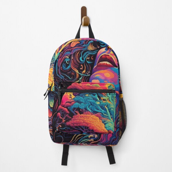 Item preview, Trippy Visionary Mushroom Landscape with Surreal Portrait – Psychedelic Dreamscape designed and sold by CattlettArt.