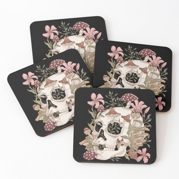 Item preview, Calavera de hongo floral estilo cottagecore gótico designed and sold by StudioFloraLuna.