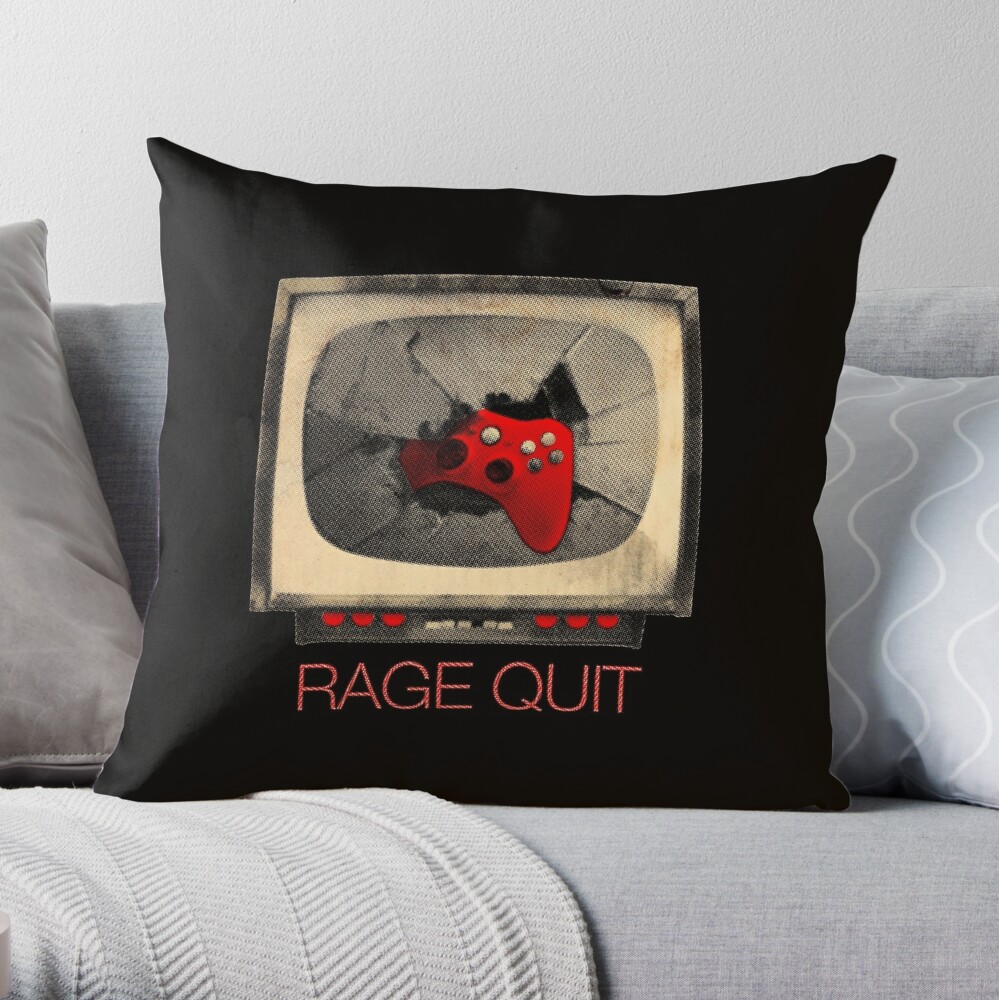 Funny Video Gamer Game Rage-Quit Definition Decorative Throw Pillow Case  Cove