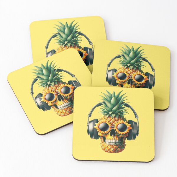Item preview, Ananas Skin Ornament Summer Skull, Headphones, Flower Sunglasses designed and sold by GaborSkeleton.