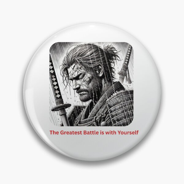 Item preview, The Greatest Battle is with Yourself Warrior in deep thought designed and sold by Outlandishrob.