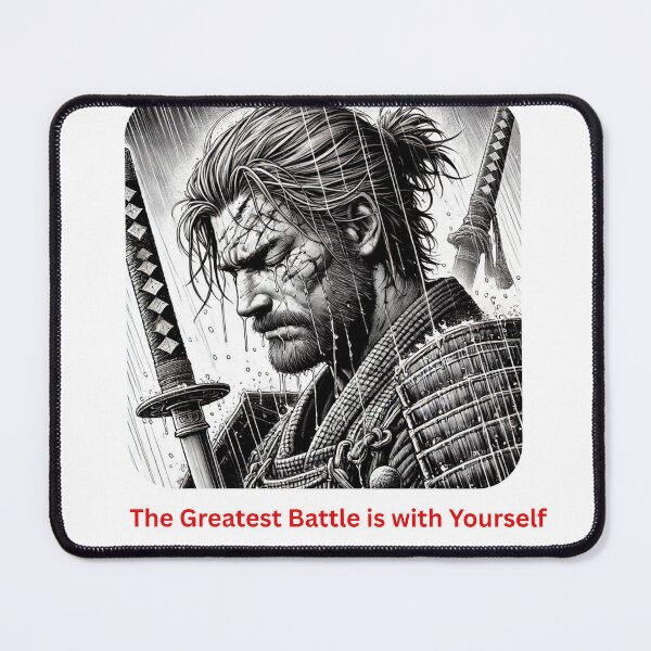 Item preview, The Greatest Battle is with Yourself Warrior in deep thought designed and sold by Outlandishrob.