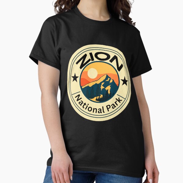 Vista previa del artículo con la obra «Pegatina clásica para camiseta del parque estatal nacional Zion», diseñado y vendido por ThinkNatural.