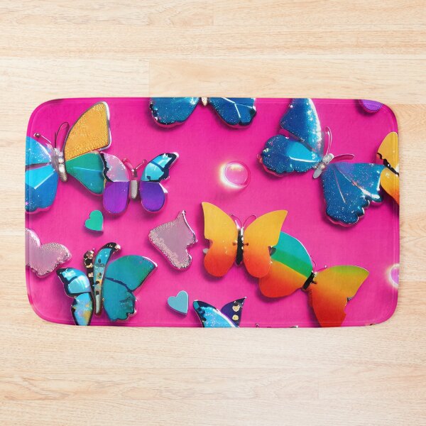 Item preview, Y2K Neon Butterfly Vibes – Rainbow Chrome Aesthetic Pattern designed and sold by My Dream Nook.