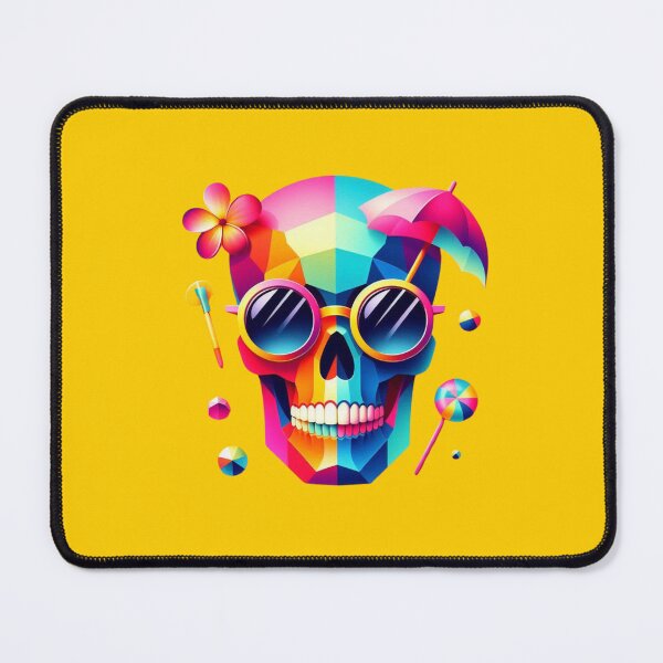 Item preview, Cheerful, Cubist Summer Skull with Sunglasses, Flower, Parasol designed and sold by GaborSkeleton.