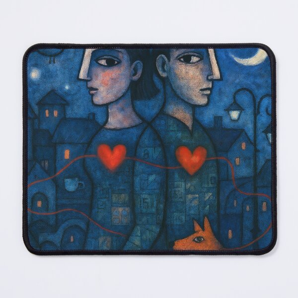 Item preview, Lovers. Naive art designed and sold by BoBiloArt.