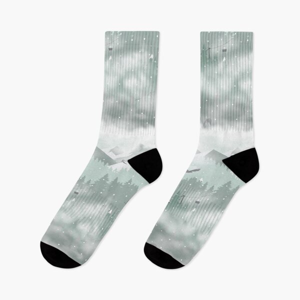 Item preview, Winter Alpine Ski Retreat Misty Mountains Green designed and sold by VintageStyle.