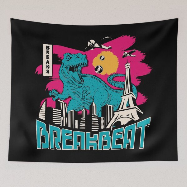 Item preview, BREAKBEAT - T.Rex Breaks City (teal) designed and sold by Discothreadz.