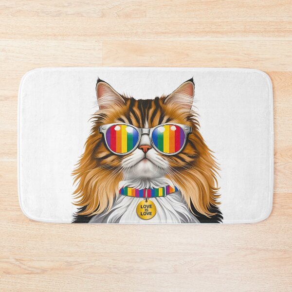 Item preview, Pride Persian Cat – LGBTQ Rainbow Art with “Love is Love” Collar designed and sold by Fredster1966.