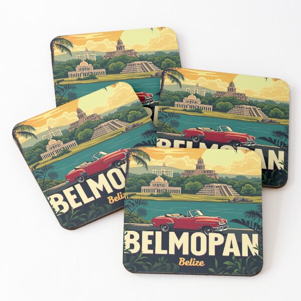 Item preview, Retro Pop Art Belmopan Poster | Vibrant Belize Wall Art | Colorful Cityscape Print | Belmopan Travel Decor | 70s Style City Poster designed and sold by PaintedPixels01.