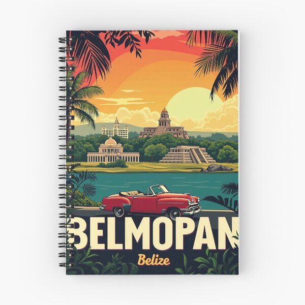Item preview, Retro Pop Art Belmopan Poster | Vibrant Belize Wall Art | Colorful Cityscape Print | Belmopan Travel Decor | 70s Style City Poster designed and sold by PaintedPixels01.