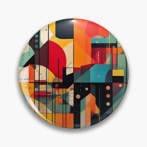 Artikelvorschau, Geometrische abstrakte Kunst im Retro-Bauhaus-Stil – Kräftige Formen und Primärfarben entworfen und verkauft von CattlettArt.
