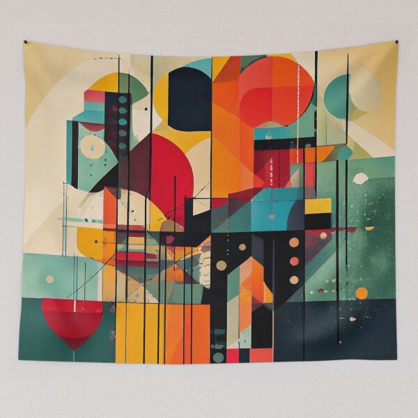Item preview, Retro Bauhaus Geometric Abstract Art – Bold Shapes & Primary Colors designed and sold by CattlettArt.