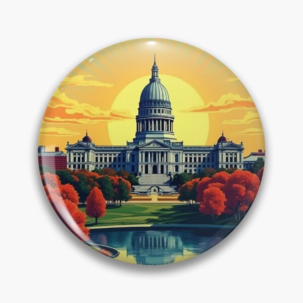 Item preview, Madison Wisconsin Retro Poster | Vibrant Cityscape Wall Art | Pop Art Travel Print | Colorful Madison Skyline | Midwest City Decor designed and sold by PaintedPixels01.