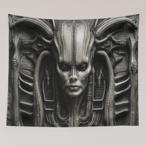 Item preview, Dark Sci-Fi Horror – Biomechanical Cyberpunk Witch Art | Giger-Inspired Gothic Visionary Design designed and sold by CattlettArt.
