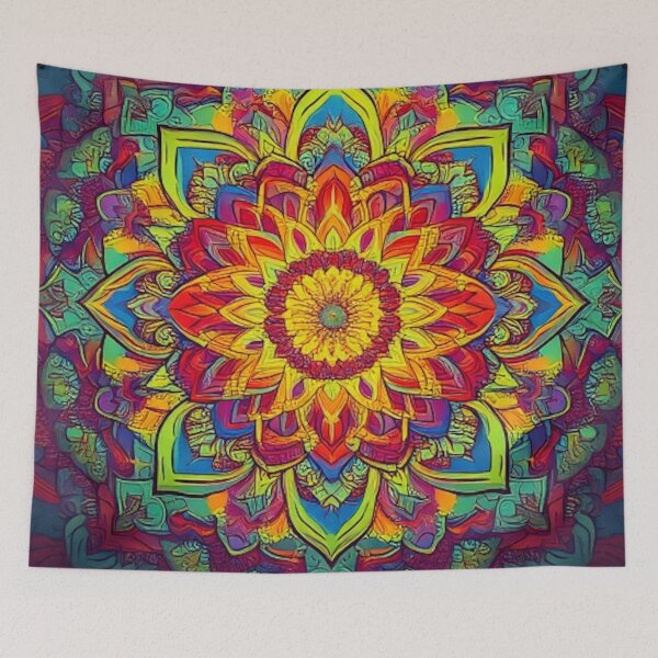 Item preview, Very Trippy Mandala Pattern – Psychedelic Yoga Art for Mindful Vibes designed and sold by CattlettArt.