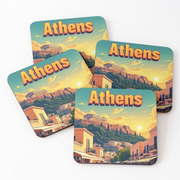 Item preview, Vibrant Athens Skyline Art | Retro Pop Art Poster | Greek Cityscape Illustration | Colorful Athens Print | Iconic Athens Landmark designed and sold by PaintedPixels01.