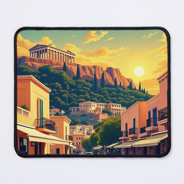 Item preview, Vibrant Athens Skyline Art | Retro Pop Art Poster | Greek Cityscape Illustration | Colorful Athens Print | Iconic Athens Landmark designed and sold by PaintedPixels01.