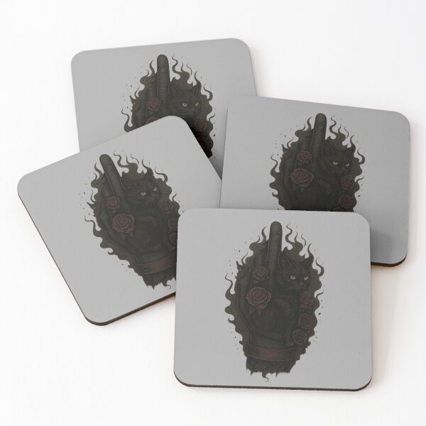 Item preview, Gothic Black Cat & Roses Art – Rebellious Charm designed and sold by Ironzoulz.