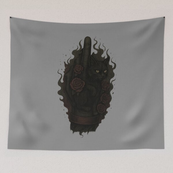 Item preview, Gothic Black Cat & Roses Art – Rebellious Charm designed and sold by Ironzoulz.