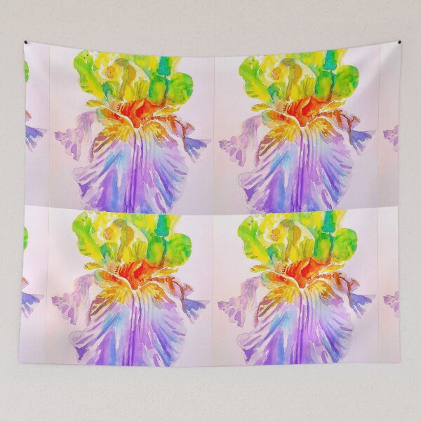 Item preview, Iris Flower Watercolor Painting Purple Yellow Art designed and sold by Sarah  Rajkotwala.