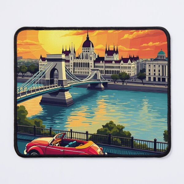 Item preview, Budapest Retro Pop Art | Colorful City Poster | Hungarian Capital Wall Art | Vintage Travel Aesthetic | Bold Budapest Illustration designed and sold by PaintedPixels01.
