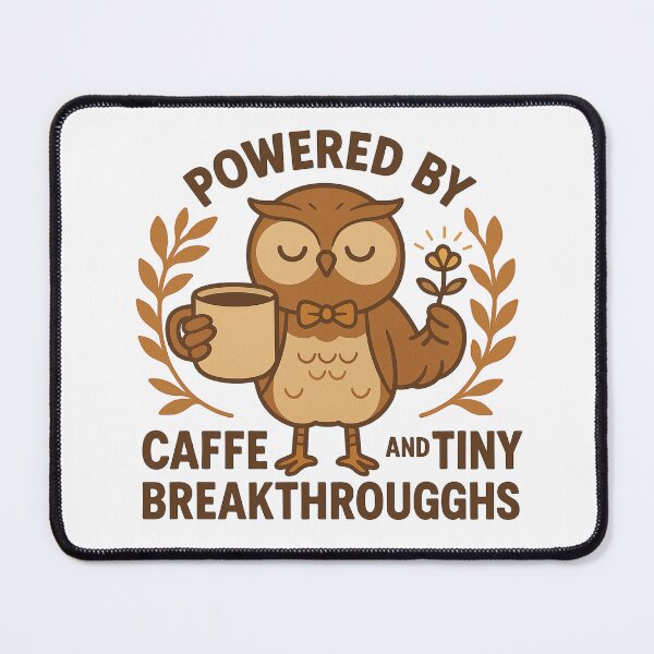 Item preview, Powered by Coffee and Tiny Breakthroughs – Wise Owl Art designed and sold by Lacritsa .