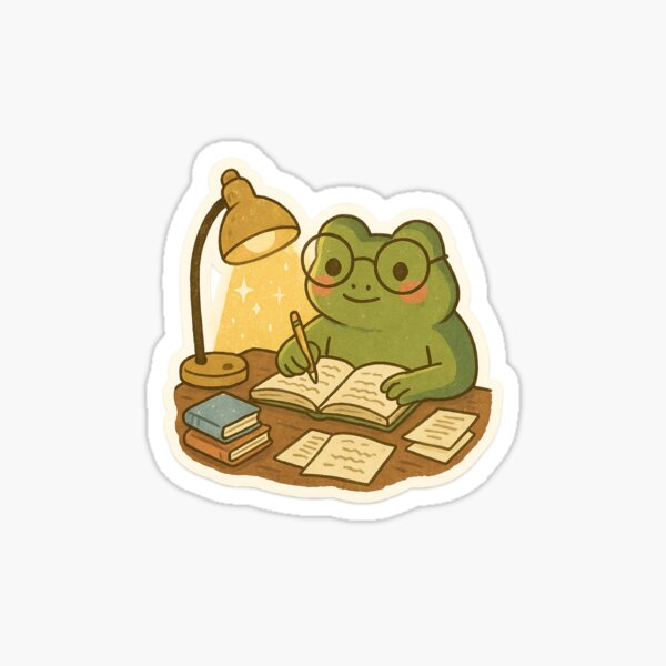 Item preview, Late Night Studying with Frog designed and sold by SnugBugz.