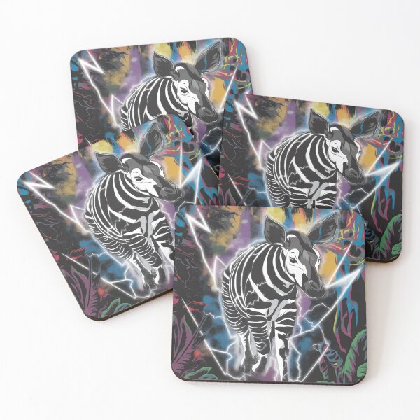 Item preview, Electric Jungle Okapi with Neon Lightning designed and sold by WildlifeInc.