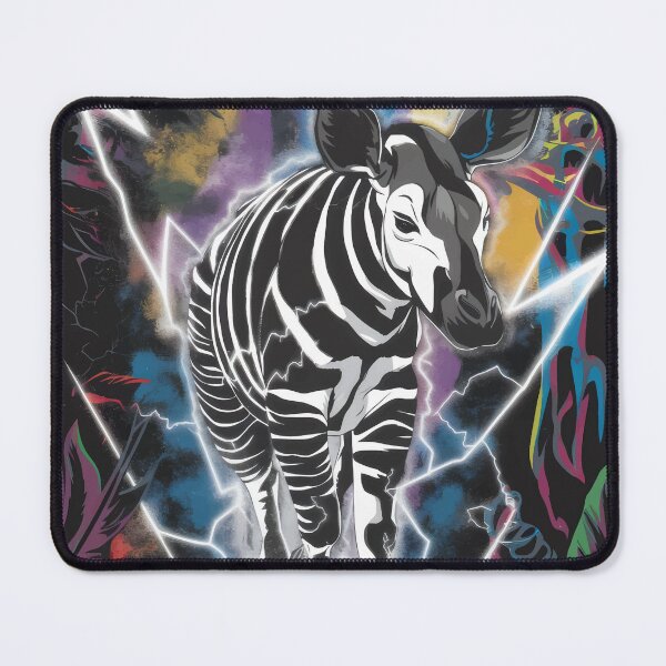 Item preview, Electric Jungle Okapi with Neon Lightning designed and sold by WildlifeInc.