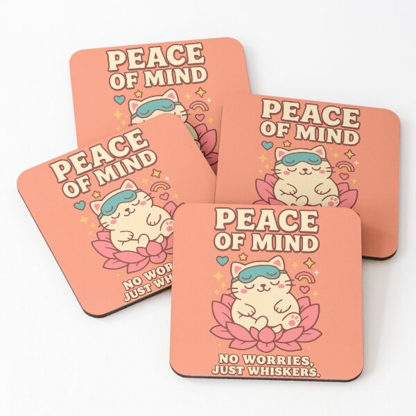 Item preview, Peace of Mind Cat – No Worries Just Whiskers Quote designed and sold by Cheeky Companions.