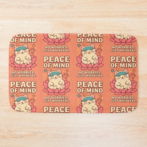 Item preview, Peace of Mind Cat – No Worries Just Whiskers Quote designed and sold by Cheeky Companions.