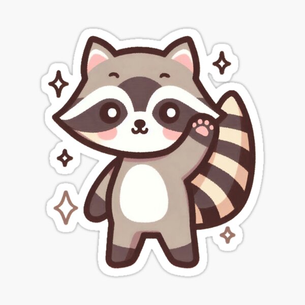 Item preview, Cute Kawaii Raccoon Waving – Adorable Cartoon Animal Design designed and sold by DT creations.