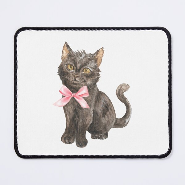 Item preview, Black Cat with Pink Bow – Spooky Cute Coquette Halloween Art designed and sold by DivinePassion.