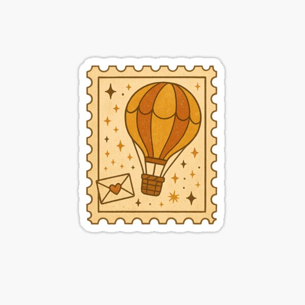 Vintage Postage Stamp - Hot Air Balloon Sticker