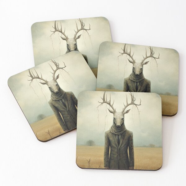 Item preview, Folk Horror Deer in Field designed and sold by WyrddandWonderful.